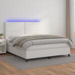 vidaXL fehér műbőr rugós ágy matraccal és LED-del 180x200 cm (3135898)