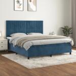 vidaXL sötétkék bársony rugós ágy matraccal 180x200 cm (3143161)
