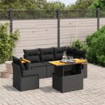 vidaXL 6 részes fekete polyrattan kerti ülőgarnitúra párnákkal (3273519)