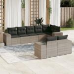 vidaXL 8 részes világosszürke polyrattan kerti ülőgarnitúra párnával (3255159)