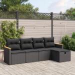 vidaXL 5 részes fekete polyrattan kerti kanapészett párnákkal (3265283)