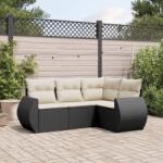 vidaXL 4 részes fekete polyrattan kerti ülőgarnitúra párnákkal (3221305) - vidaxl