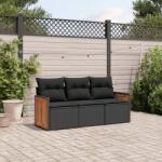 vidaXL 3 részes fekete polyrattan kerti ülőgarnitúra párnával (3259836)