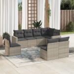 vidaXL 8 részes világosszürke polyrattan kerti ülőgarnitúra párnával (3219062)