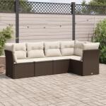 vidaXL 5 részes barna polyrattan kerti ülőgarnitúra párnával (3249442)