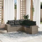 vidaXL 5 részes szürke polyrattan kerti ülőgarnitúra párnákkal (3222549)