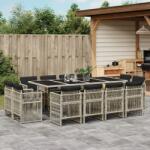vidaXL 13 részes szürke polyrattan kerti étkezőgarnitúra párnákkal (3211043)