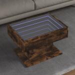 vidaXL füstös tölgy szerelt fa dohányzóasztal LED-del 70 x 50 x 45 cm (847536)