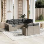 vidaXL 10 részes világosszürke polyrattan kerti ülőgarnitúra párnákkal (3266242)