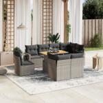 vidaXL 9 részes szürke polyrattan kerti ülőgarnitúra párnákkal (3271851)