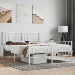 vidaXL fehér fém ágykeret fej- és lábtámlával 160x200 cm (352550)