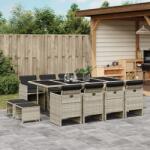 vidaXL 13 részes szürke polyrattan kerti étkezőgarnitúra párnákkal (3277750)