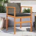 vidaXL 2 db szürke polyrattan és tömör fa kerti szék párnával (368712)