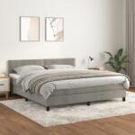 vidaXL világosszürke bársony rugós ágy matraccal 160x200 cm (3141251)