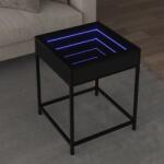 vidaXL fekete végtelen hatású LED-es dohányzóasztal 40 x 40 x 51 cm (847672)