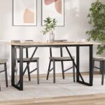 vidaXL tömör fenyőfa és acél étkezőasztal O-vázzal 160x80x75 cm (3282677)