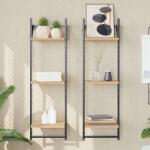 vidaXL 2 db 3 szintes sonoma tölgy színű falipolc rúddal 30x25x100 cm (836259)