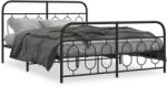 vidaXL fekete fém ágykeret fej- és lábtámlával 140 x 190 cm (377135)