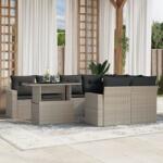 vidaXL 9 részes világosszürke polyrattan kerti ülőgarnitúra párnával (3267172)