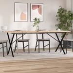 vidaXL tömör fenyőfa és acél X-vázú étkezőasztal 200x100x75, 5 cm (3282767)