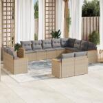 vidaXL 12 részes bézs polyrattan kerti ülőgarnitúra párnákkal (3258916)