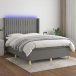 vidaXL sötétszürke szövet rugós és LED-es ágy matraccal 140x200 cm (3139038)