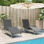 vidaXL 2 db világosszürke polyrattan napozóágy asztallal (4002715)