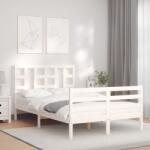 vidaXL fehér tömör fa ágykeret fejtámlával Small Double (3193892)