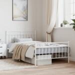 vidaXL fehér fém ágykeret fej- és lábtámlával 107 x 203 cm (373754)