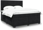 vidaXL fekete bársony rugós ágy matraccal 180x200 cm (3293274)