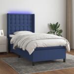 vidaXL kék szövet rugós és LED-es ágy matraccal 90x190 cm (3138603)