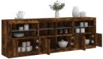 vidaXL füstös tölgy színű tálalószekrény LED-ekkel 202x37x67 cm (3209013)