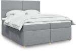 vidaXL világosszürke szövet rugós ágy matraccal 200 x 200 cm (3293680)