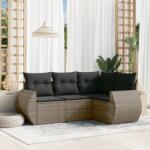 vidaXL 4 részes szürke polyrattan kerti ülőgarnitúra párnákkal (3253647)