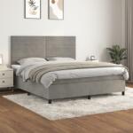 vidaXL világosszürke bársony rugós ágy matraccal 160x200 cm (3143091)