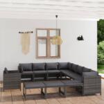 vidaXL 12 részes szürke polyrattan kerti ülőgarnitúra párnákkal (3059776)