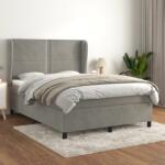 vidaXL világosszürke bársony rugós ágy matraccal 140x190 cm (3129147)