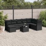 vidaXL 9 részes fekete polyrattan kerti ülőgarnitúra párnákkal (3218055)