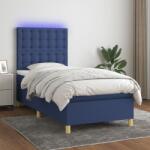 vidaXL kék szövet rugós és LED-es ágy matraccal 90x190 cm (3135723)