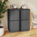 vidaXL 2 db szürke tömör fenyőfa tálalószekrény 31, 5 x 34 x 75 cm (813385)