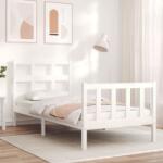 vidaXL fehér tömör fa ágykeret fejtámlával Small Single (3192972) - vidaxl