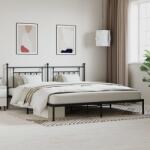 vidaXL fekete fém ágykeret fejtámlával 193 x 203 cm (353543)