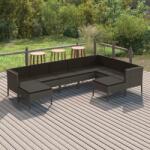 vidaXL 9 részes szürke polyrattan kerti ülőgarnitúra párnákkal (3094434)