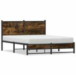vidaXL füstös tölgy színű fém ágykeret matrac nélkül 137 x 190 cm (4007831)