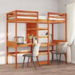 vidaXL viaszbarna tömör fenyő galériaágy-keret matrac nélkül 75x190 cm (3308552)