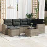 vidaXL 7 részes világosszürke polyrattan kerti ülőgarnitúra párnákkal (3219262)