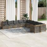 vidaXL 10 részes szürke polyrattan kerti ülőgarnitúra párnákkal (3262047)