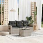 vidaXL 4 részes világosszürke polyrattan kerti ülőgarnitúra párnákkal (3252209)