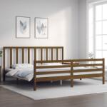 vidaXL mézbarna tömör fa ágykeret fejtámlával 200 x 200 cm (3193814)