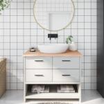 vidaXL kezeletlen tömör fa fürdőszobai pult 100 x 60 x 2 cm (3156038)